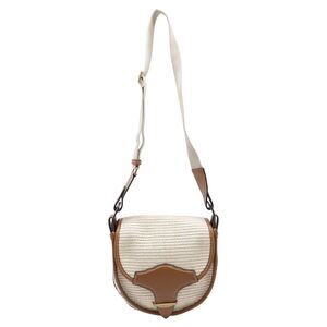 Isabel Marant Botsy Leather-Trimmed Crossbody Bag in Beige Raffia